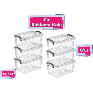 Tuffex 6'lı Fit Saklama Kabı 13,7 Lt - Plastik Saklama Kabı - Saklama Kabı