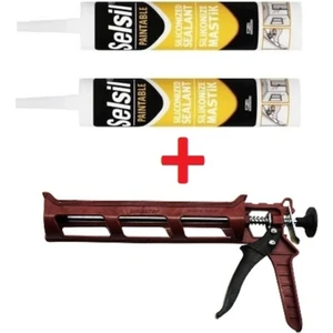 Silikonize Mastik Silikon Tabancası 2+1 Mastik Seti