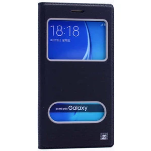 Samsung Galaxy J7 2016 Kapaklı Kılıf Smart Pencere ve Gizli Mıknatıs Kapak Sistemi Siyah