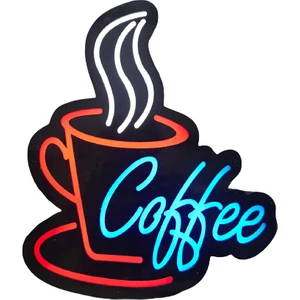 Depo Tabela Reklam  Coffe Yazılı Görsel Tabela 3D LED Neon Işıklı Kutu Harf Tabela Pleksiglass