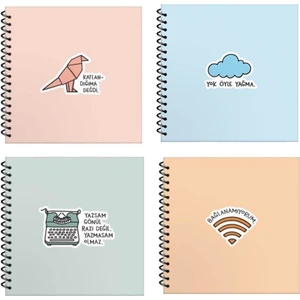 Keskin Color Hisli Şeyler 16 x 15 cm 50 Yaprak + Farklı Model Çizgili Defter 4'lü