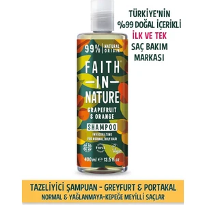 Faith In Nature %99 Doğal Içerikli Tazeleyici Şampuan- Normal&yağlanmaya-Kepeğe Meyilli Saçlar Için Greyfurt&portakal