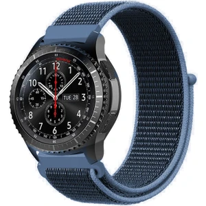 44-46 mm Akıllı Saat 22 mm Cırtlı Kumaş Kordon Kayış - KY18 Mavi