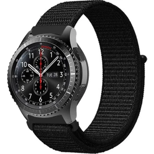 Huawei Watch Gt2 Pro 46 mm Cırtlı Kumaş Kordon Kayış - KY18 Siyah