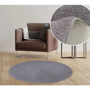 My Evilla Modern Dekoratif Halı Jel Kaymaz Taban  Peluş  Puffy Yuvarlak  Gri
