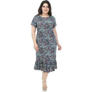 Elegance Desenli Büyük Beden Elbise 7C-1146