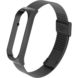 Xiaomi Mi Band 5 Kordon  Clipsli Hasır Metal Kordon Krd-06 Siyah