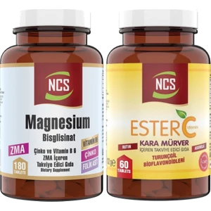 Zma Magnezyum Bisglisinat Çinko Vitamin B6 Folic Acid & Ester C Vitamini 1000 Mg Kara Mürver Vitamin C 60 Tablet