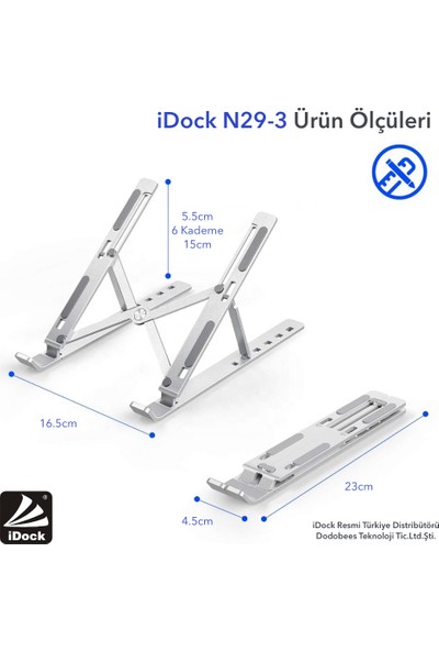 iDock N29-3 Katlanır Alüminyum Notebook Standı