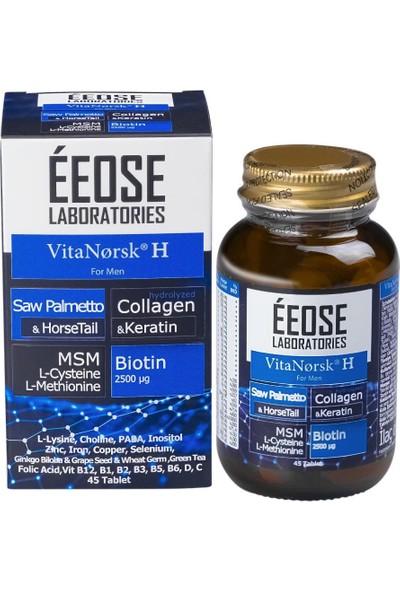 Eeose Vitanorsk H For Men (Saç Dökülmesine Karşı, 45 Tablet)