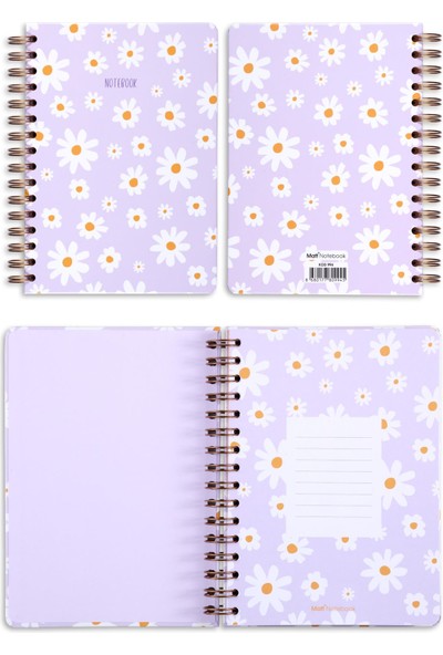 Matt Notebook A5 Spiralli Çizgili Tarihsiz Not Defteri Papatya 15 x 21 cm