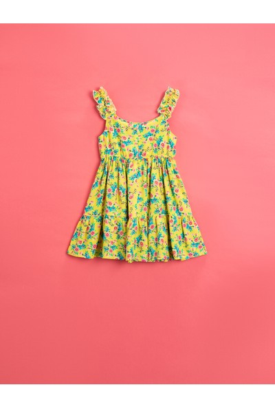 Koton Kız Bebek Çiçekli Yazlık Elbise Firfirli