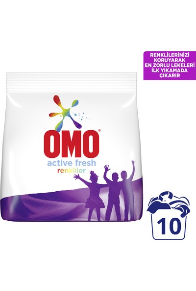 Omo Active Fresh Toz Çamaşır Deterjanı Renkliler İçin Renklilerinizi Koruyarak En Zorlu Lekeleri İlk Yıkamada Çıkarır 1.5 KG 10 Yıkama 1 Adet