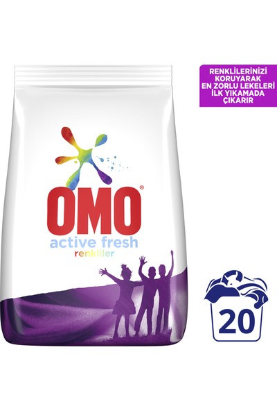 Omo Active Fresh Toz Çamaşır Deterjanı Renkliler İçin Renklilerinizi Koruyarak En Zorlu Lekeleri İlk Yıkamada Çıkarır 3 KG 20 Yıkama 1 Adet