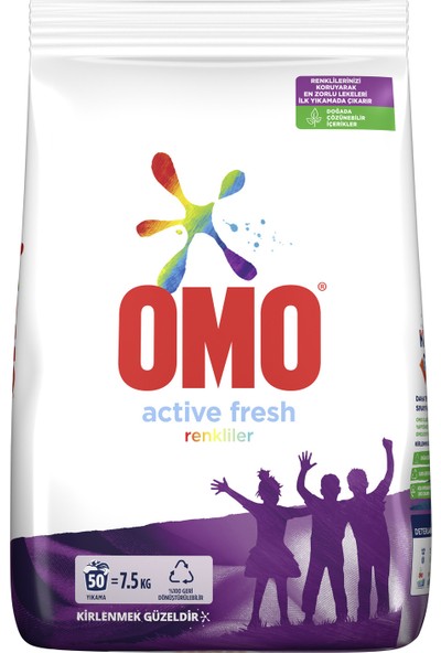 Omo Toz Çamaşır Deterjanı Active Fresh Renkliler 7,5 KG 50 Yıkama