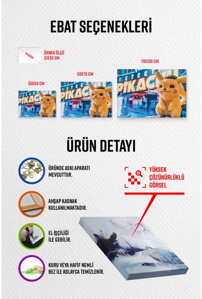 Gıftdeco Pikachu Kanvas Tablo | Tuval Kanvas Tablo
