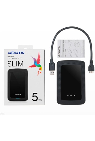 Adata HV300 AHV300-5TU31-CBK DSK EXT 2.5" 5 TB USB 3.1 Slim Taşınabilir Disk