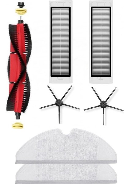 Roborock S6 MaxV Uyumlu Siyah Yan Fırçalı 7 Parça Yenileme Seti