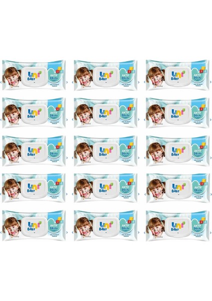 Aktif 24+Ay Islak Mendil 90 Yapraklı 15 Paket