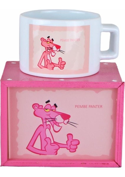 Pembe Panter Ahşap Doğal Kutulu Kupa