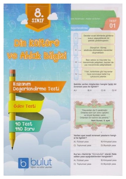 8.sınıf Din Kültürü ve Ahlak Bilgisi Yaprak Test