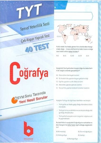 Tyt Coğrafya Çek Kopar Yaprak Test Basamak Yayınları