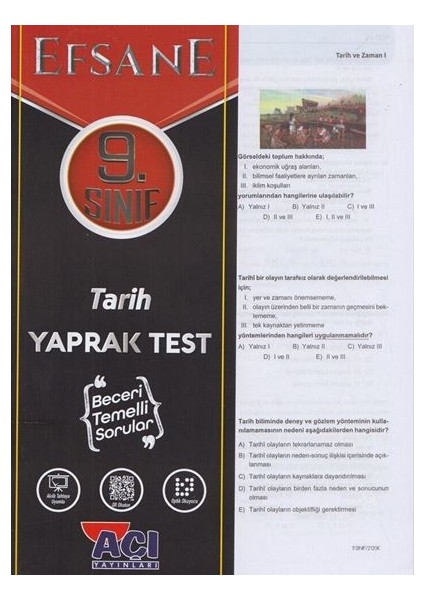 Açı 9. Sınıf Tarih Efsane Yaprak Test