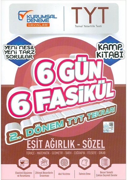 Kurumsal Deneme 2021 Tyt Eşit Ağırlık Sözel 6 Gün 6 Fasikül Yarıyıl Genel Tekrar Kamp Kitabı