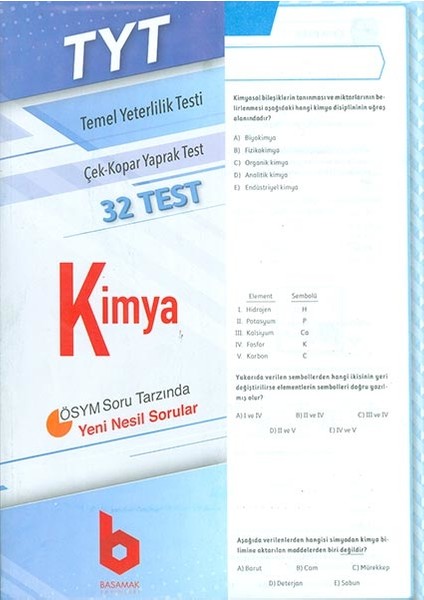 Tyt Kimya Çek Kopar Yaprak Test Basamak Yayınları