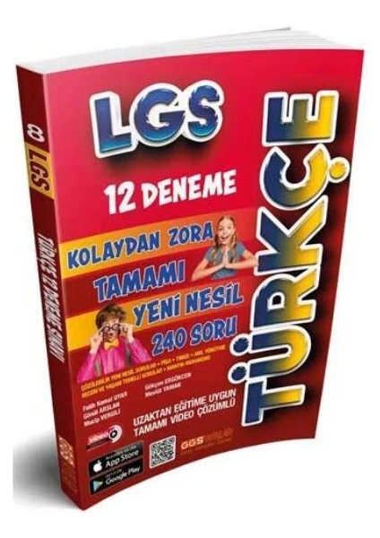 2021 8. Sınıf Lgs Türkçe Kolaydan Zora 12 Deneme Ggs Yayınları