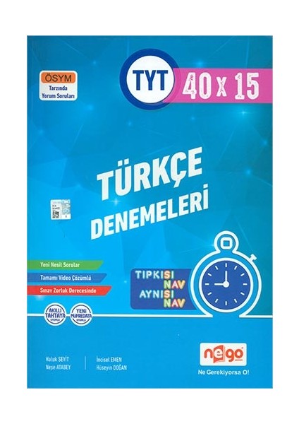 Tyt Türkçe Tamamı Video Çözümlü 40X15 Branş Deneme Nego Yayınları