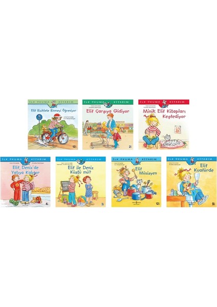 Elif İlk Okuma Kitabım Set- Minik Elif Kitapları Keşfediyor - Elif ile Deniz Küstü mü? - Elif Müzisyen - 7 Kitap - Liane Schneider
