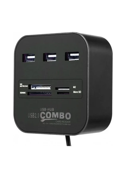 3 Port 2.0 USB Çoklayıcı ve Kart Okuyucu Concord C-847