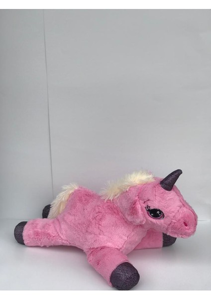 Peluş Sevimli Yatan At Pony 30 cm Pembe Sürpriz Hediyeli