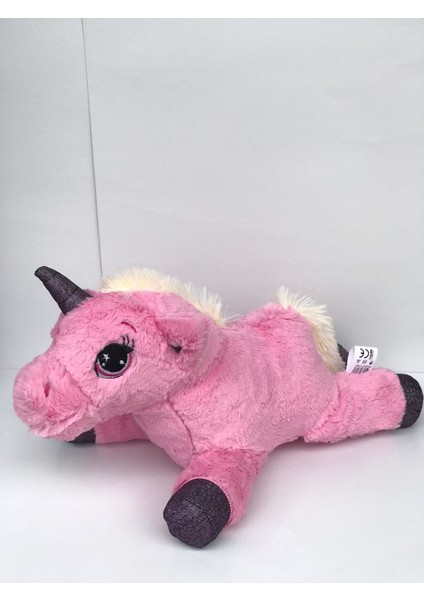 Peluş Sevimli Yatan At Pony 30 cm Pembe Sürpriz Hediyeli