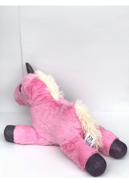 Peluş Sevimli Yatan At Pony 30 cm Pembe Sürpriz Hediyeli