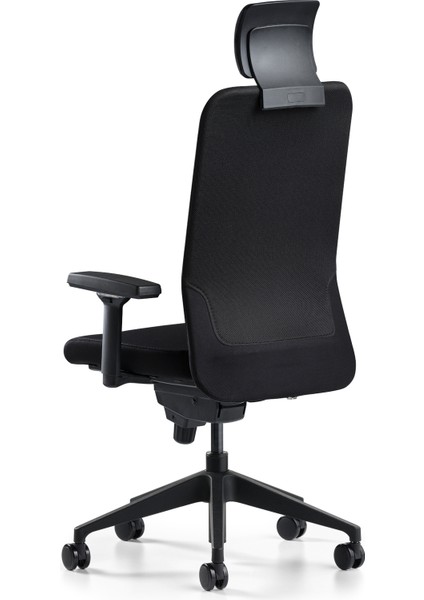 Comfy Başlıklı Çalışma Koltuğu | 3D Kol | Plastik Ayak | Siyah