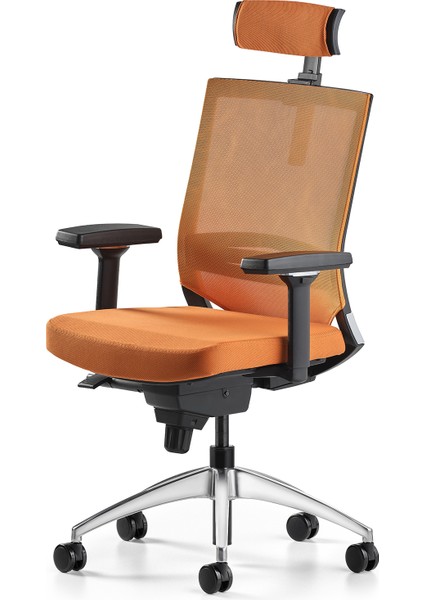 Cozy Başlıklı Çalışma Koltuğu - 3D Kol - Alüminyum Ayak - Turuncu fiyatları