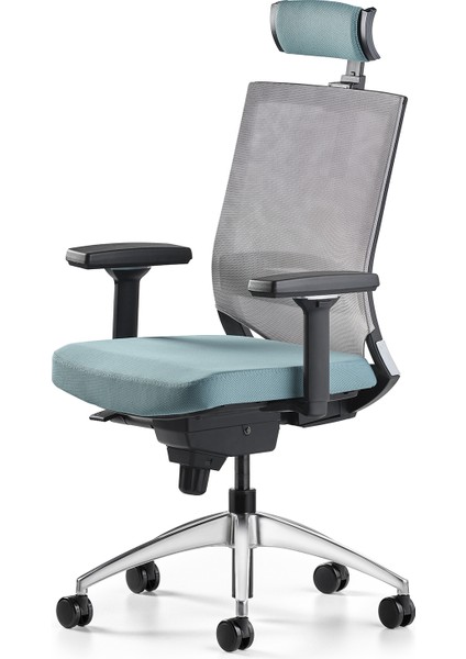 Cozy Başlıklı Çalışma Koltuğu - 3D Kol - Alüminyum Ayak - Mint Yeşili/gri fiyatları
