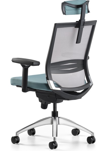 Cozy Başlıklı Çalışma Koltuğu - 3D Kol - Alüminyum Ayak - Mint Yeşili/gri modelleri