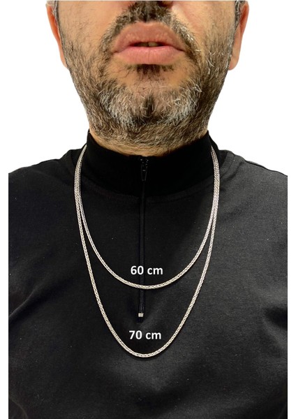 70 cm Tilki Kuyruğu 3.2 mm Erkek Zinciri Gümüş Kolye modelleri