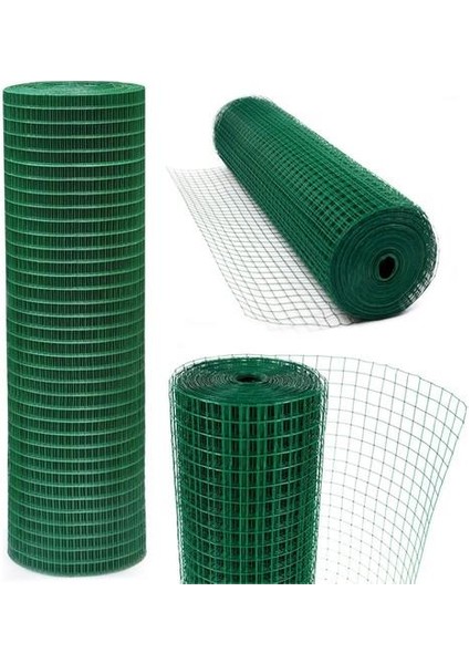 Çit - Kafes - Kümes Teli Yükseklik 100 cm 12X12 mm Pvc Kaplı Yeşil 25 M