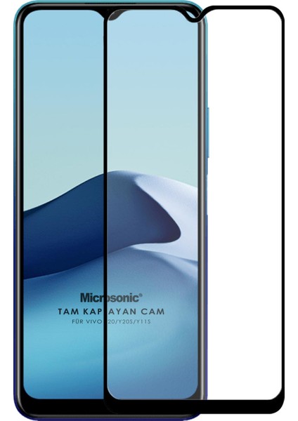 Vivo Y20S Tam Kaplayan Temperli Cam Ekran Koruyucu Siyah