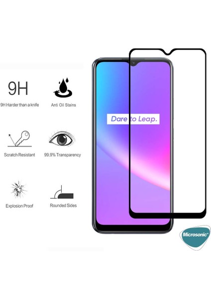 Realme C25 Tam Kaplayan Temperli Cam Ekran Koruyucu Siyah