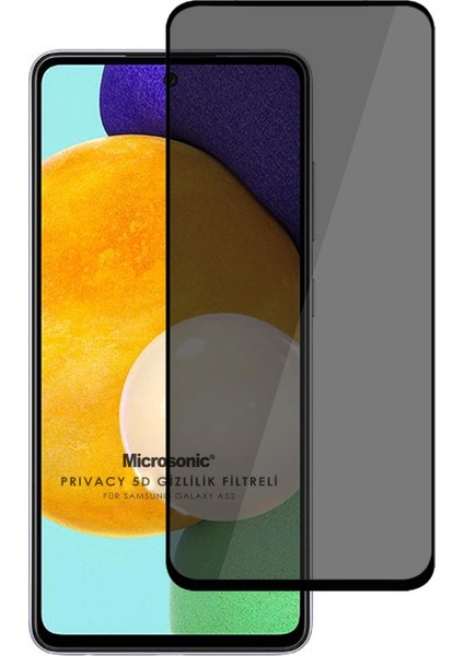 Samsung Galaxy A52 Privacy 5d Gizlilik Filtreli Cam Ekran Koruyucu Siyah