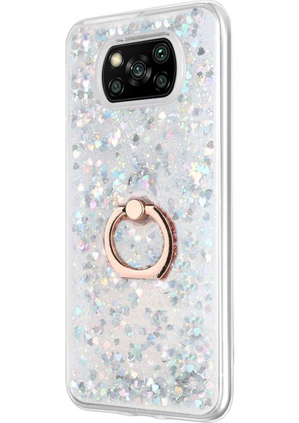 Xiaomi Poco X3 Nfc Kılıf Glitter Liquid Holder Gümüş