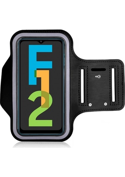Samsung Galaxy F12 Kılıf Kol Bandı Spor Koşu Bisiklet Fitness Telefon Kılıfı 6.5"
