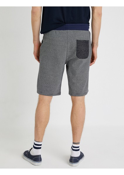 Erkek Çizgili Bermuda Şort Belden Baglamali Cepli Pamuklu fırsatları