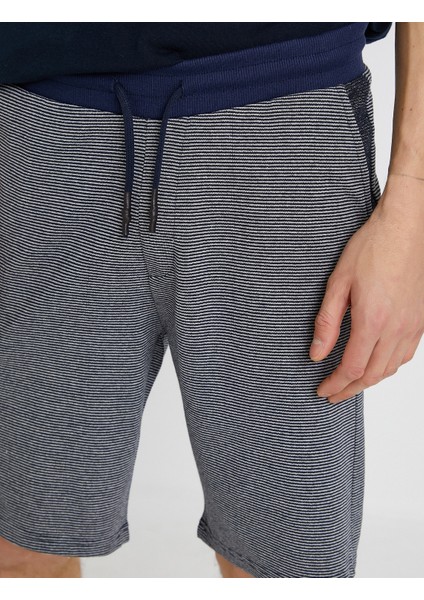 Erkek Çizgili Bermuda Şort Belden Baglamali Cepli Pamuklu indirimleri