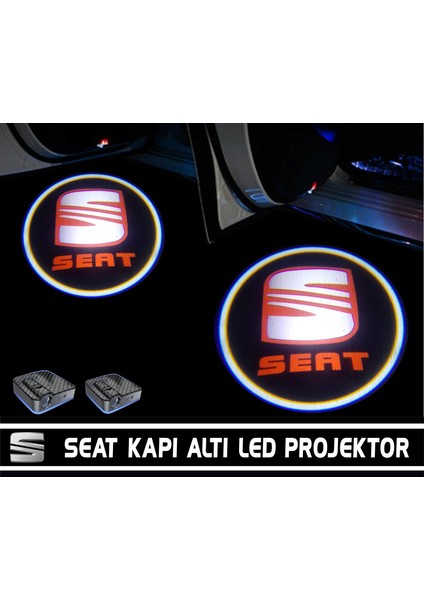 Seat Araçlar Için Pilli Yapıştırmalı Kapı Altı LED Hayalet Logo Kutu Içeriği 2 Adet